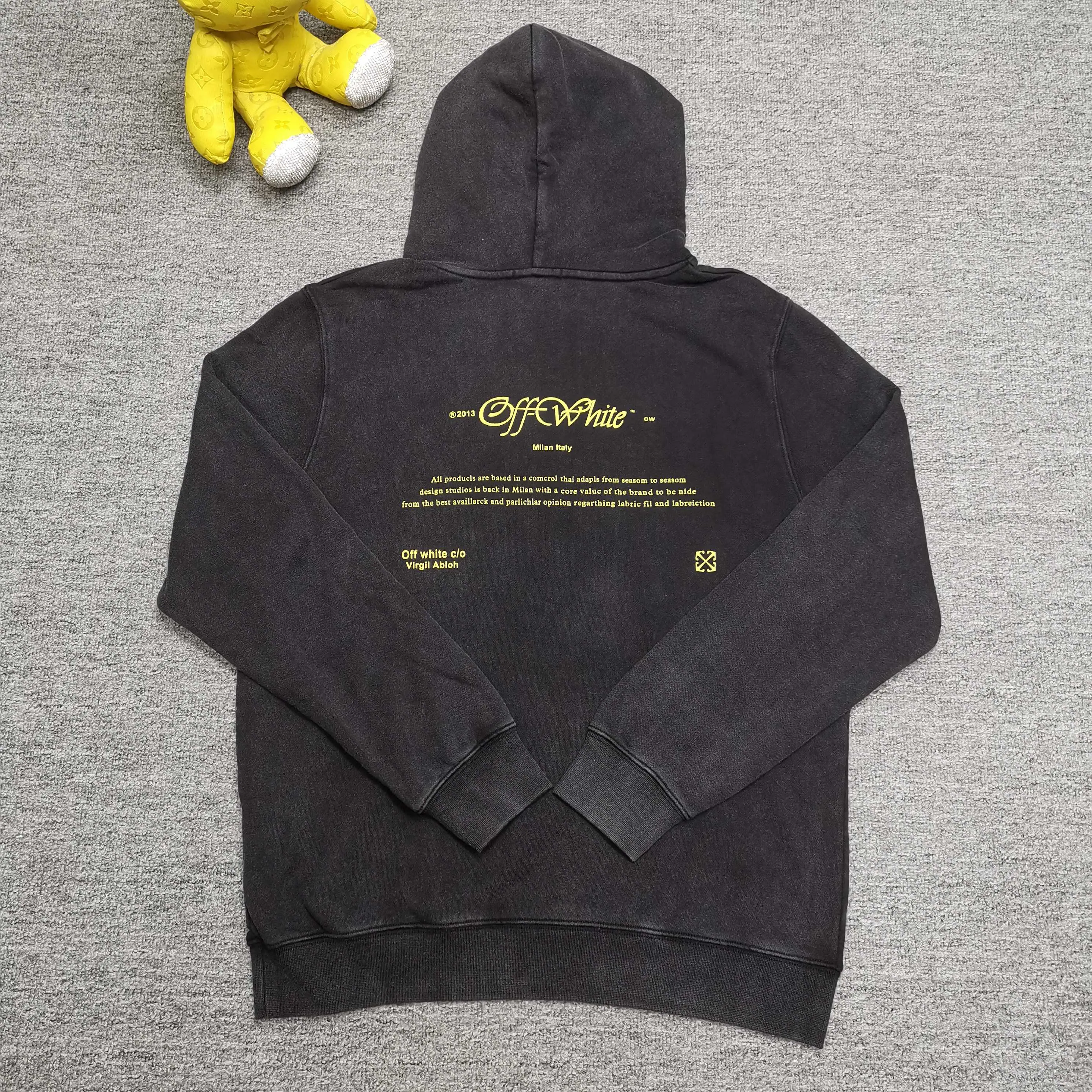 off white 25ss religious portrait oil painting 460g washed hooded sweatshirt Color: washed black Size: S M L XL P410